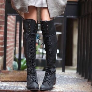 MAJOR ISO Jeffrey Campbell x Free People Joe Black or brown Lace-Up Heeled Boots